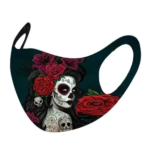 1pc Breathable Face Mask With Filter Cotton Printing Reusable Mask Face Mask Halloween Cosplay Unisex Mouth Cover Mascarillas