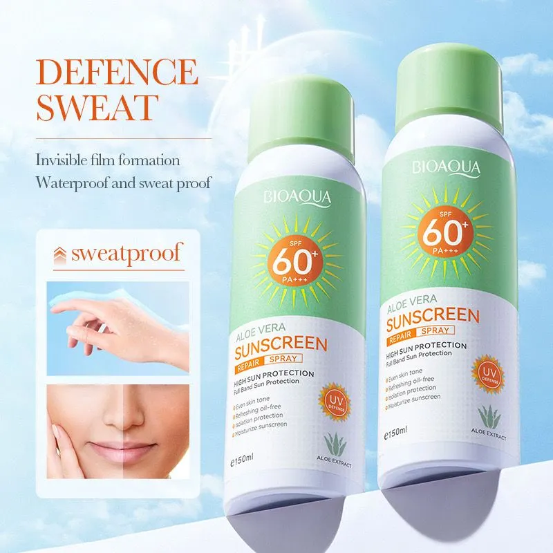 Bioaqua SPF 60  Aloe Sunscreen Broad Spectrum Waterproof Sunscreen Repair Spray 150ml BQY33208