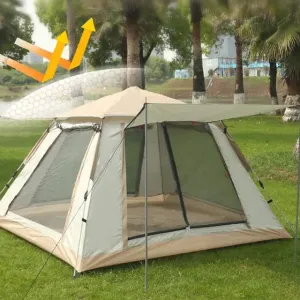 Camping Tent, Automatic Pop-Up Waterproof Tent, 3-4 Person Family Camping Tent 210*210*140cm