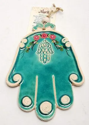 Hamsa Hand Wall Hanging Evil Eye Kabbalah Luck New Ceramics from holy land #627