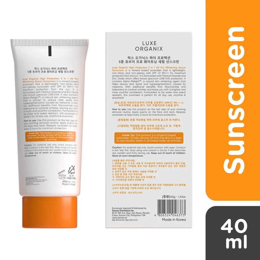 Luxe Organix 5in1 UV Pro Whitening Serum Sunscreen SPF 47 PA    40mL