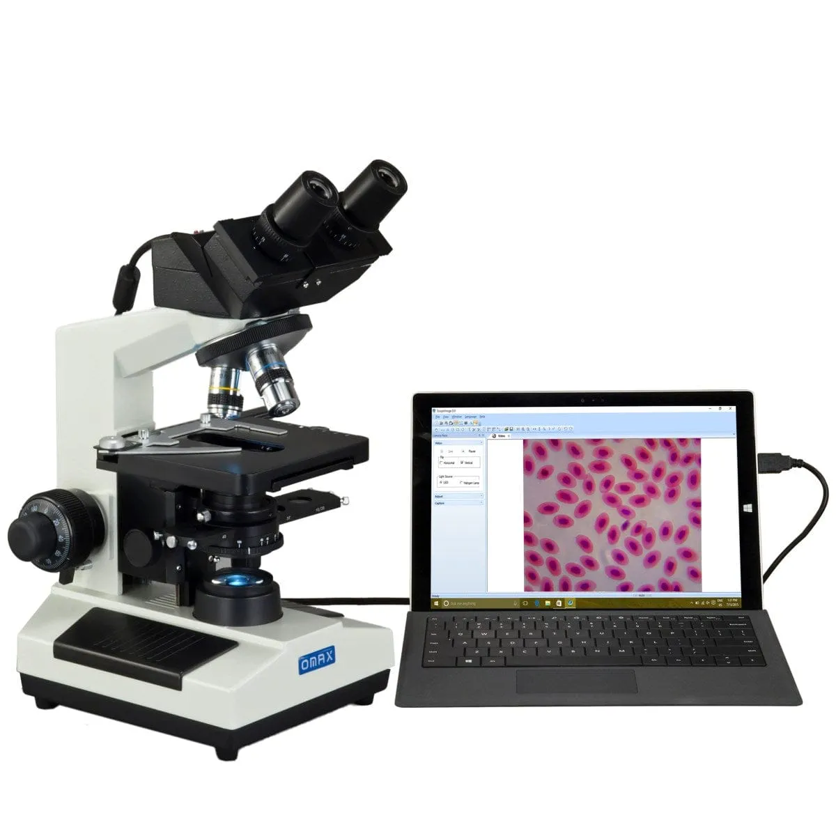 OMAX 40X-2500X Compound LED Microscope Phase Contrast Darkfield with 3MP Camera