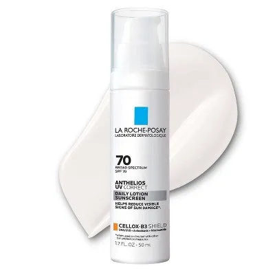 Open Box - La Roche Posay Anthelios, UV Correct Daily Anti-Aging Face Sunscreen, Oxybenzone and Oil-Free Sheer Finish Sunscreen - SPF 70 - 1.7 fl oz