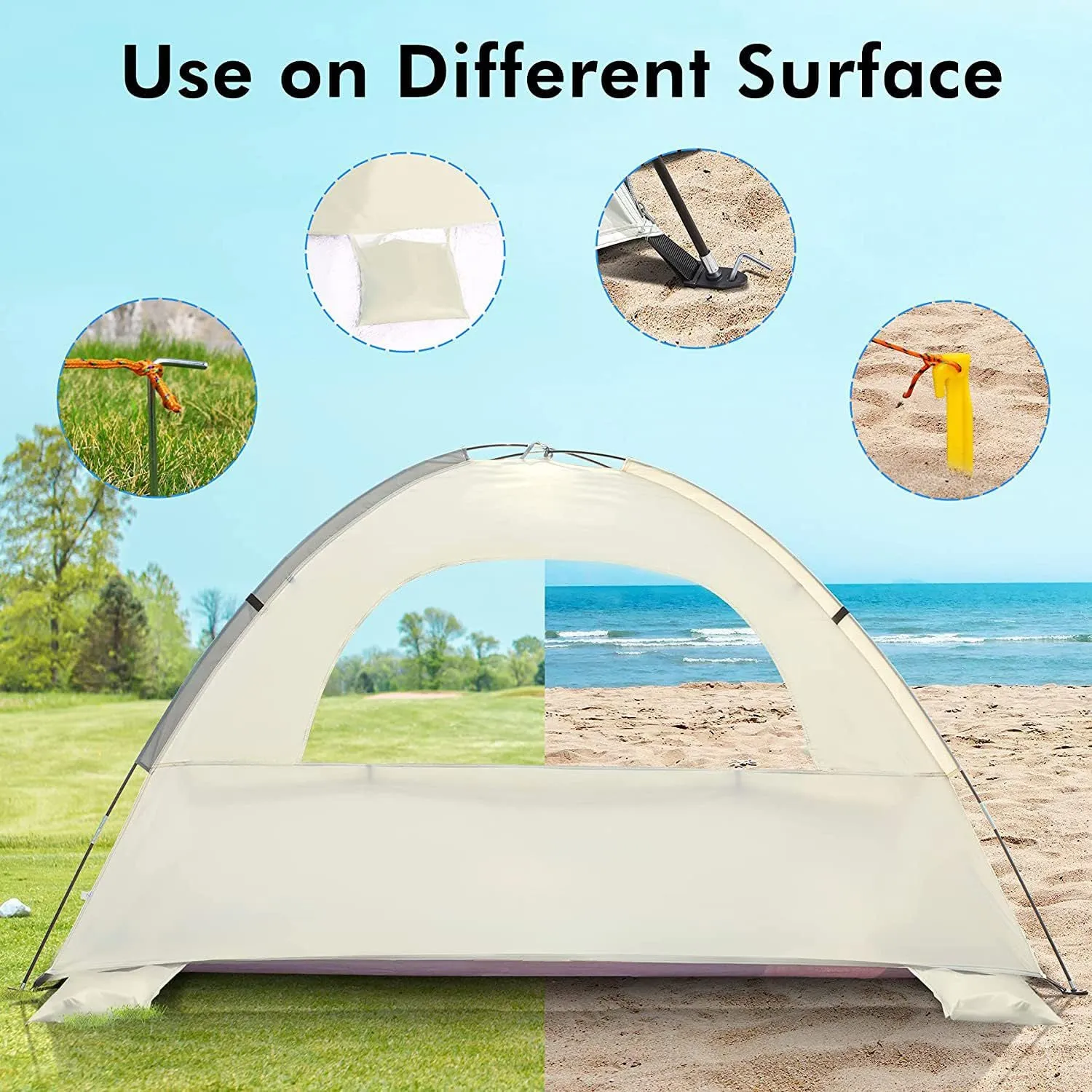 OUTDOOR CAMPING PARTY PORTABLE MULTI PERSON SUNSHADE BEACH LEISURE SUNSCREEN BREATHABLE BEACH TENT