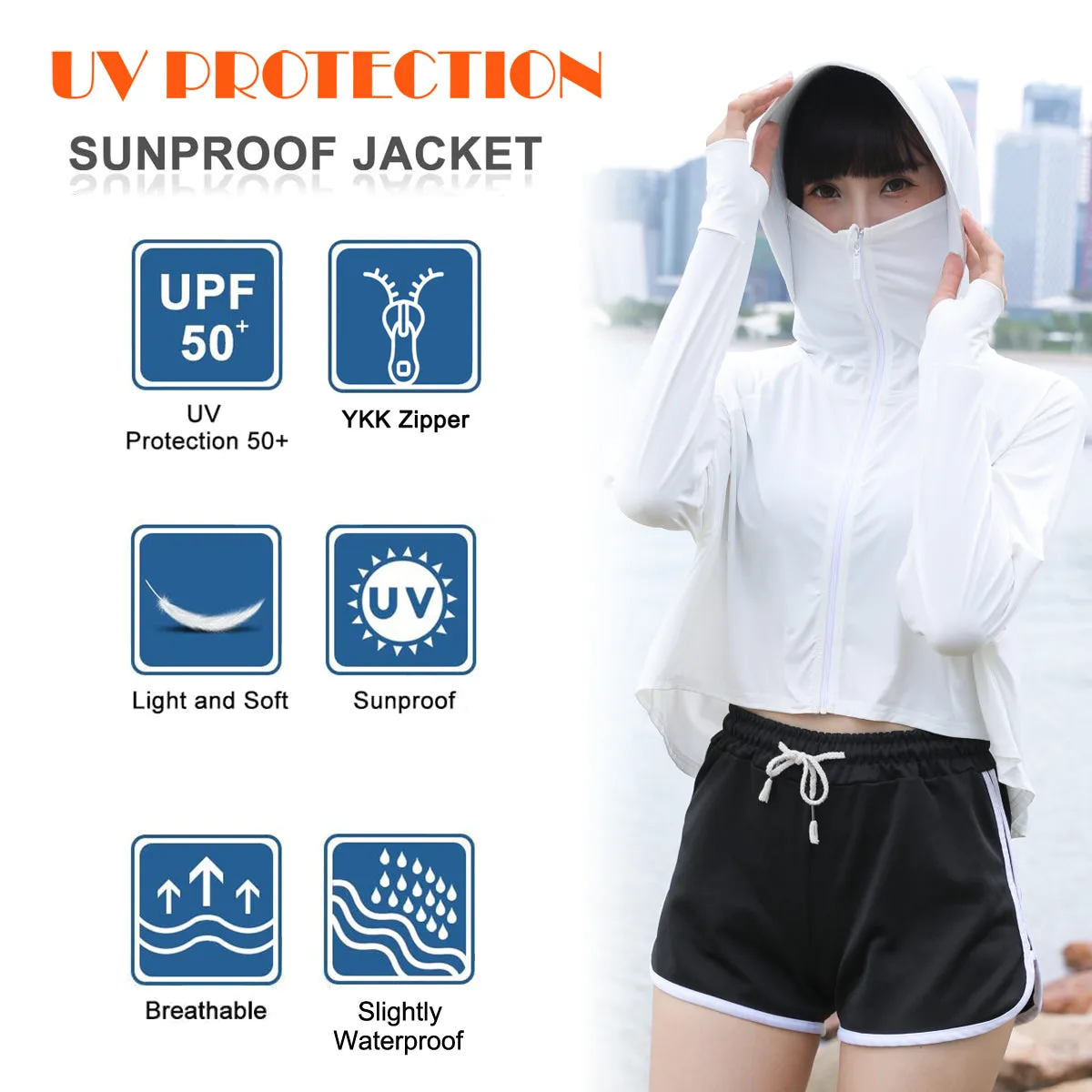 Sidiou Group Anniou YKK Zipper UPF50  Anti UV Jacket Sunscreen Summer Women's Hooded Breathable Quick Dry Bat Sleeve Cloak Sun Protection Clothing